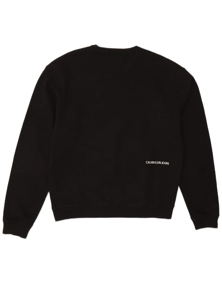 Calvin Klein Jeans Mens Graphic Sweatshirt Jumper Medium Black Cotton