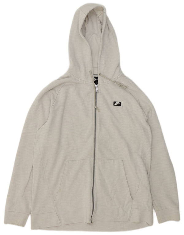 Nike Mens Zip Hoodie Sweater Large Beige Flecked Cotton
