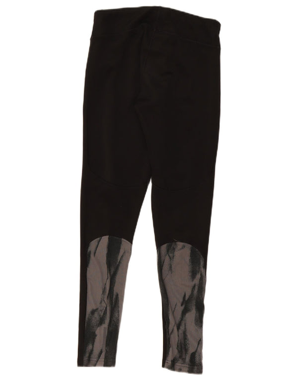 Adidas Womens Climalite Leggings UK 8/10 Small Black Tie Dye Polyester