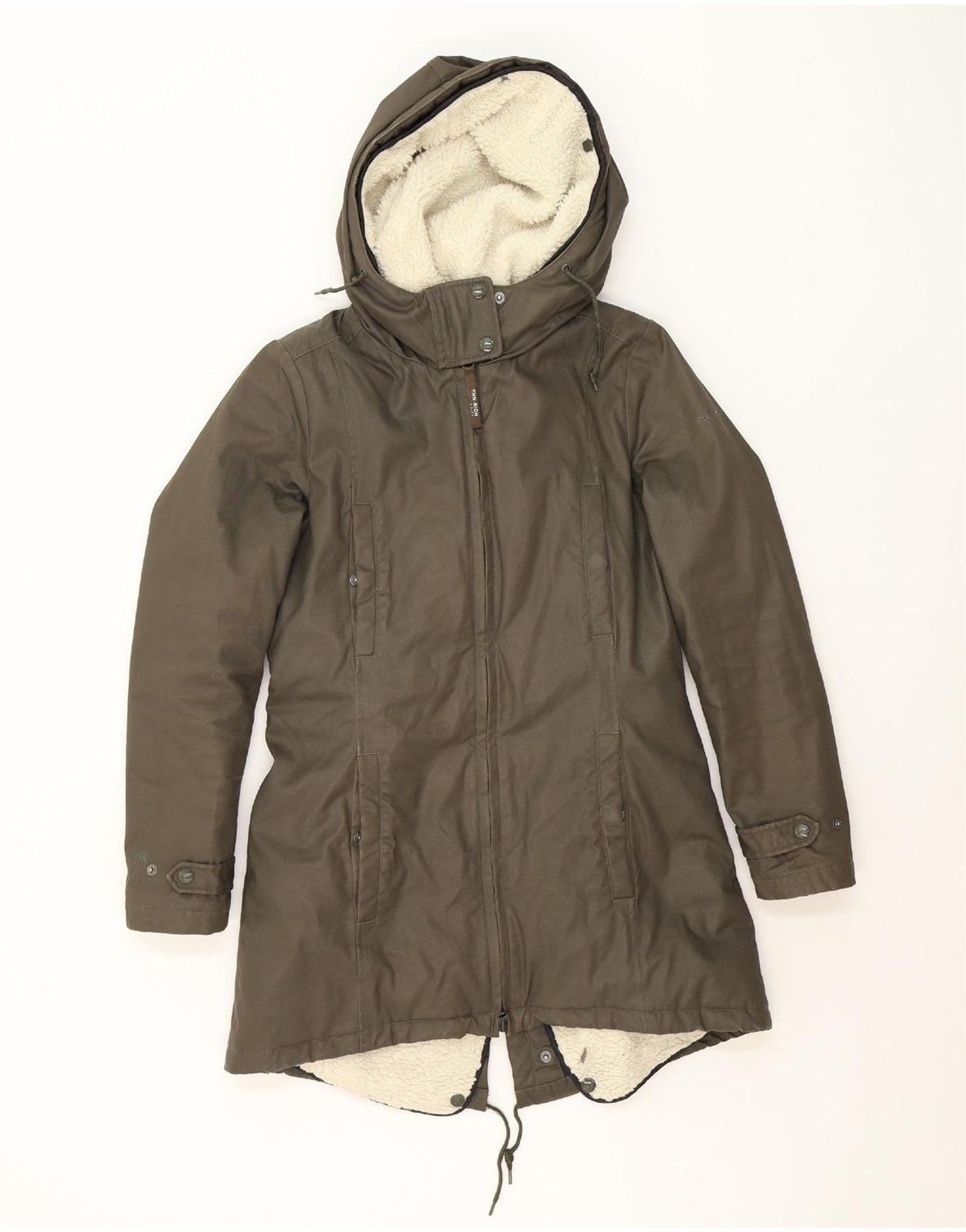 WOOLRICH Womens Oversized Hooded Parka Jacket UK 10 Small Khaki