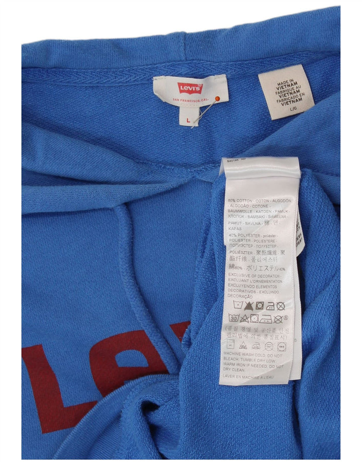 LEVI'S Womens Graphic Oversized Hoodie Jumper UK 16 Large Blue Cotton