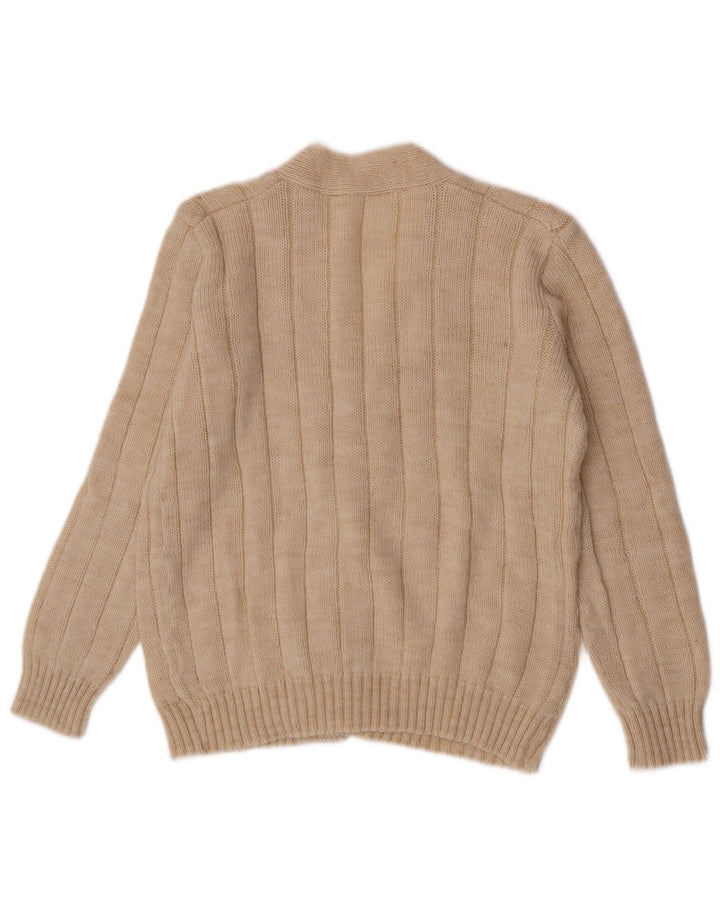 Vintage Mens Cardigan Sweater Medium Beige