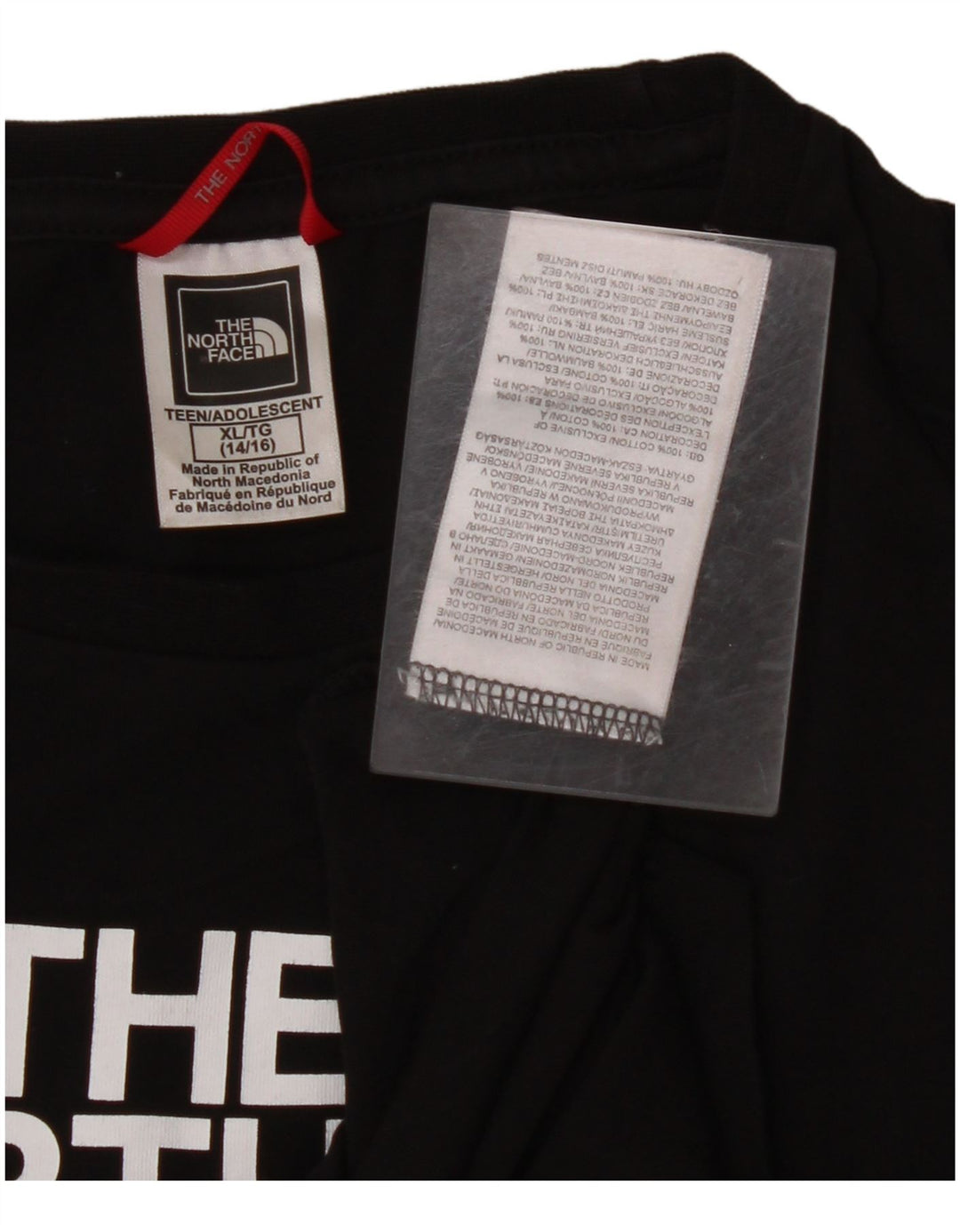 THE NORTH FACE Girls Graphic Top Long Sleeve 14-15 Years XL Black Cotton