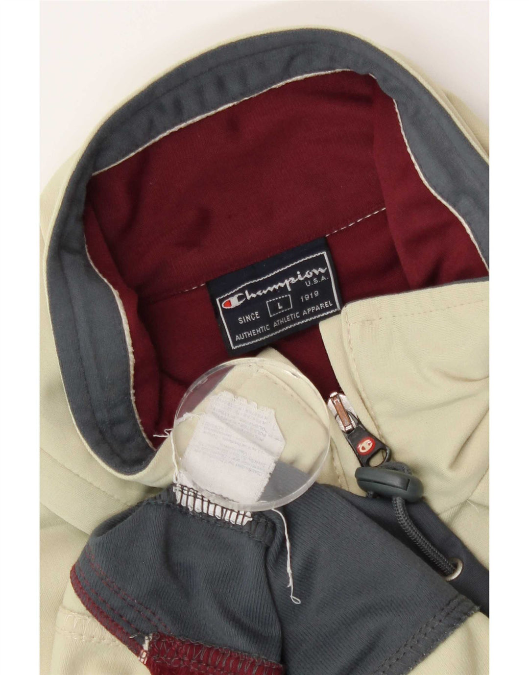 Champion Mens Tracksuit Top Jacket Large Beige Colourblock Polyester