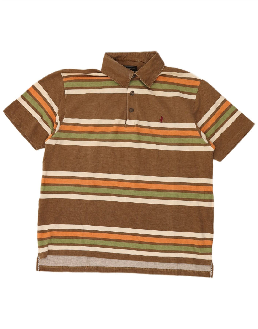 MARLBORO CLASSICS Mens Polo Shirt XL Brown Striped Cotton