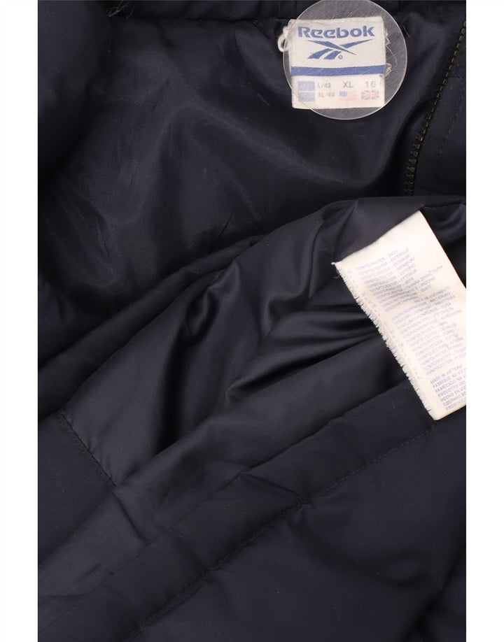 Reebok Womens Oversized Padded Jacket UK 16 Large Navy Blue Polyester