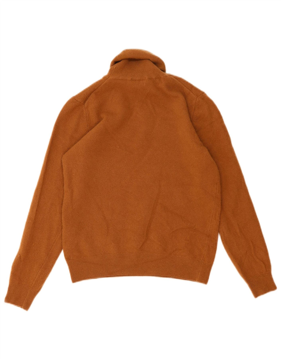 Benetton Womens Crop Roll Neck Jumper Sweater UK 12 Medium Brown