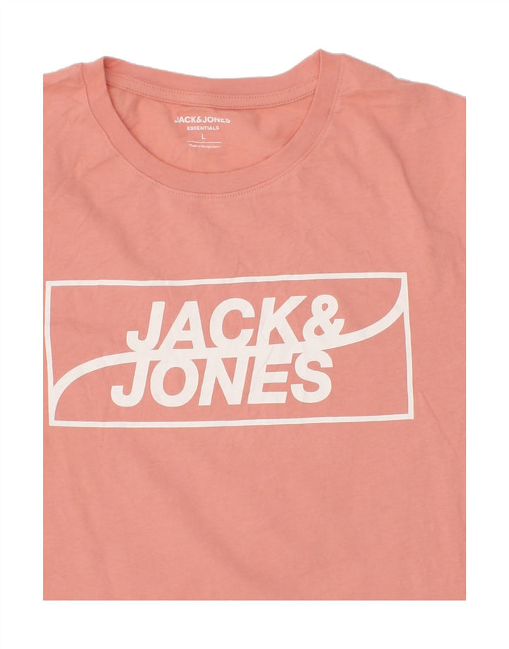 JACK & JONES Mens Graphic T-Shirt Top Large Pink Cotton Vintage Jack & Jones and Second-Hand Jack & Jones from Messina Hembry 
