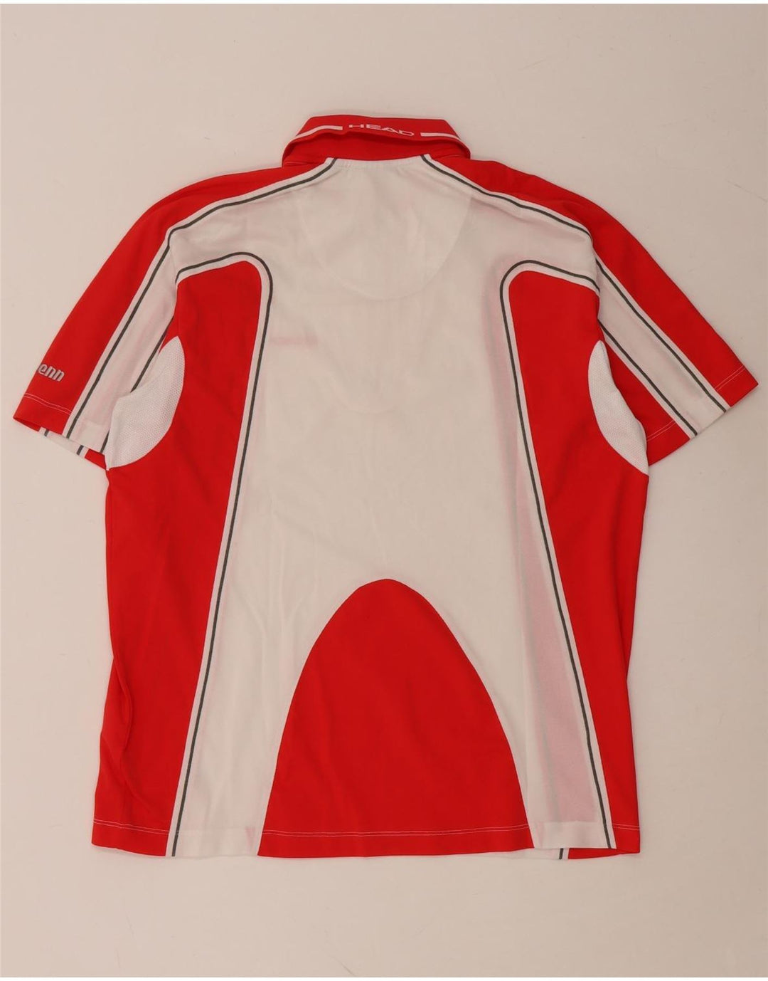 HEAD Mens Polo Shirt IT 52 Large Red Colourblock Polyester