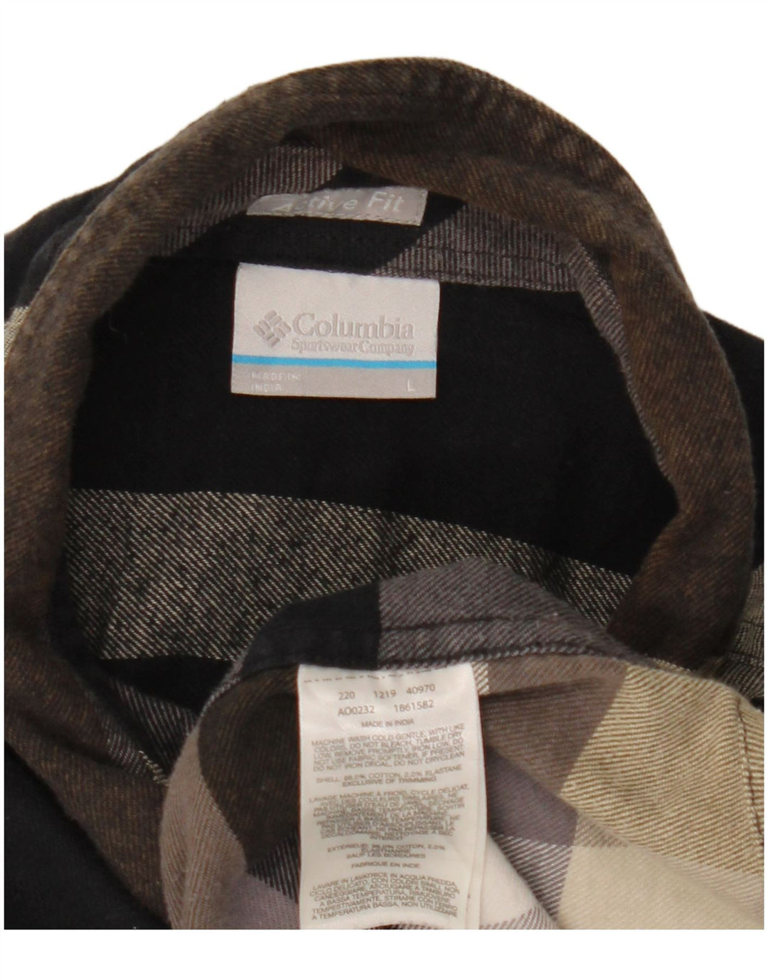 Columbia Mens Flannel Shirt Large Brown Plaid Cotton