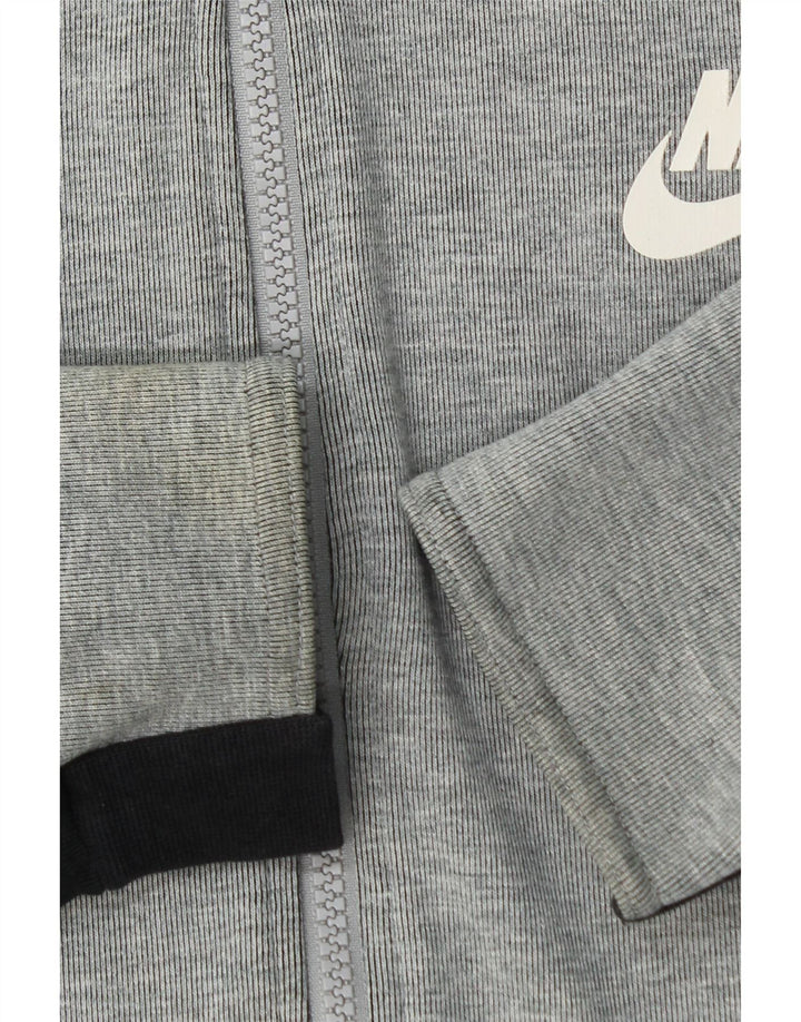 NIKE Mens Zip Hoodie Sweater Medium Grey Colourblock Cotton