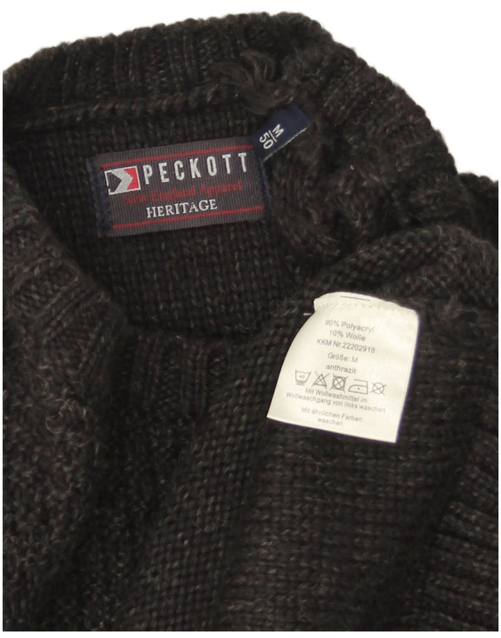 Peckott Mens Heritage Crew Neck Jumper Sweater Medium Grey Polyacrylic