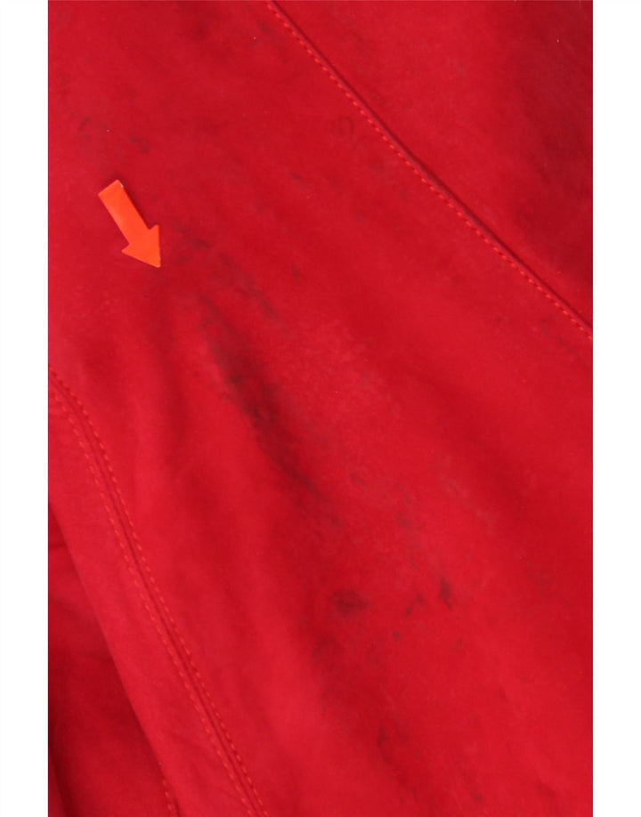 Vintage Womens Oversized Suede Overcoat UK 14 Medium Red Leather