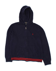 POLO RALPH LAUREN Boys Zip Hoodie Sweater 14-15 Years Large Navy Blue