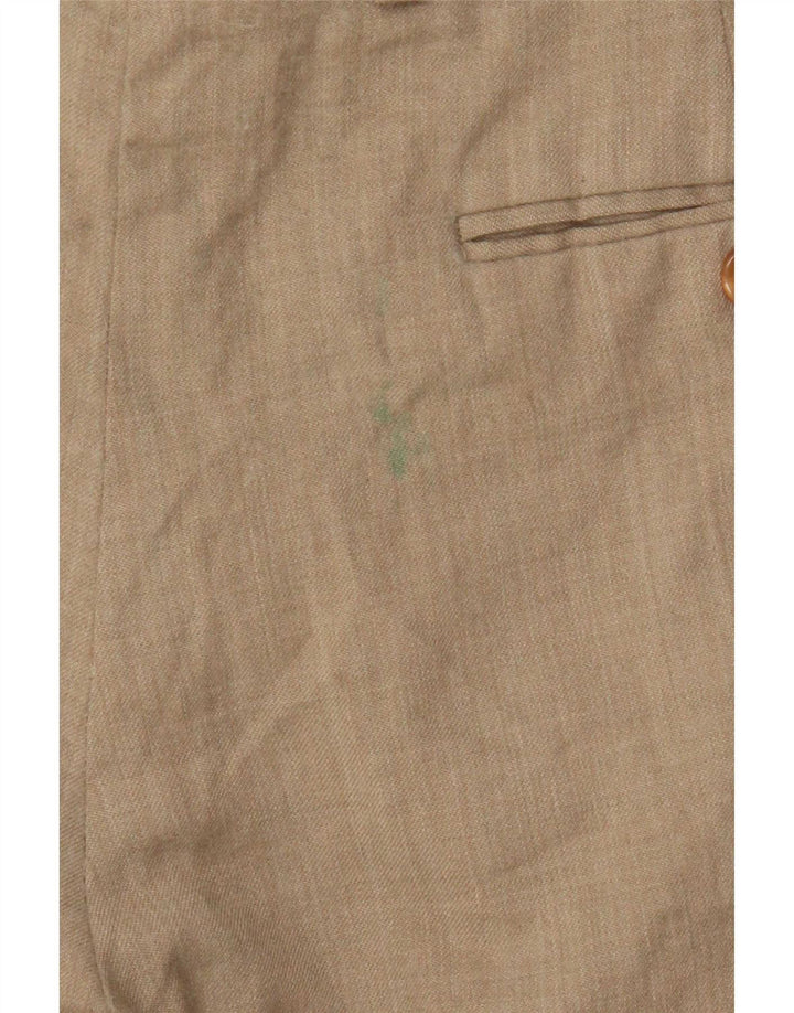 Marks & Spencer Mens St. Michael Crop Pegged Suit Trousers W32 L26 Beige