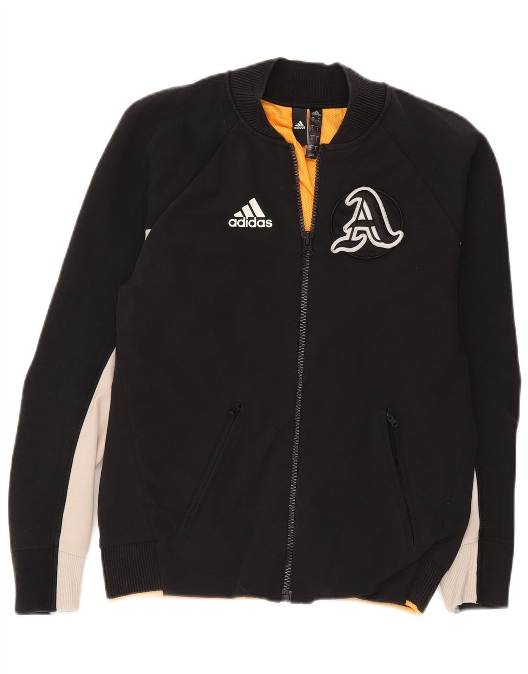 ADIDAS Mens Graphic Tracksuit Top Jacket Small Black Colourblock Nylon