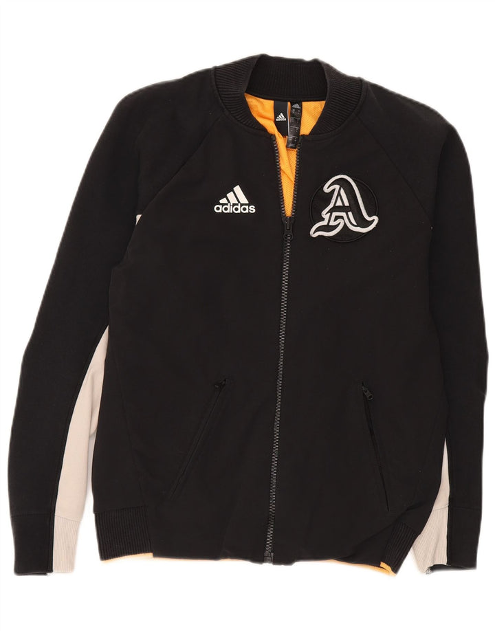 ADIDAS Mens Graphic Tracksuit Top Jacket Small Black Colourblock Nylon