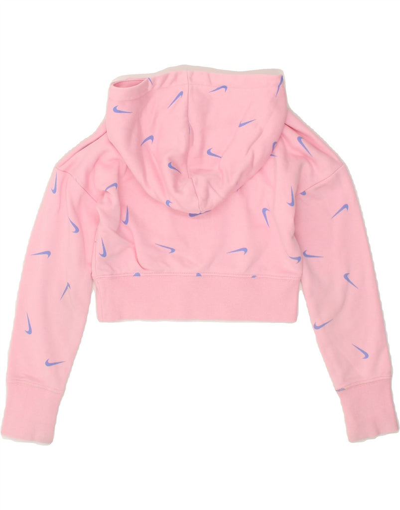 NIKE Girls Standard Crop Graphic Hoodie Jumper 6-7 Years XS Pink Cotton Vintage Nike and Second-Hand Nike from Messina Hembry 