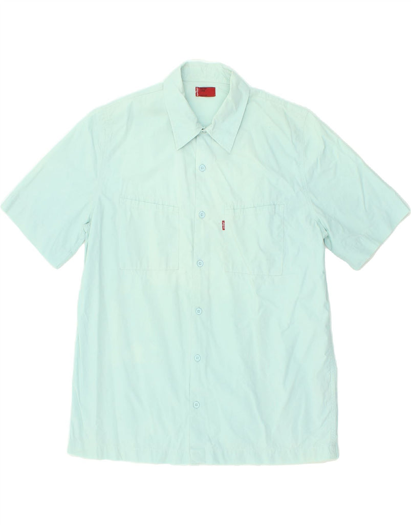 LEVI'S Mens Short Sleeve Shirt Large Turquoise Cotton | Vintage Levi's | Thrift | Second-Hand Levi's | Used Clothing | Messina Hembry 