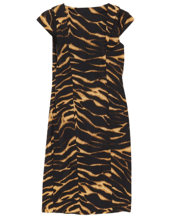 Karen Millen Womens Sheath Dress UK 12 Medium Black Animal Print Acetate