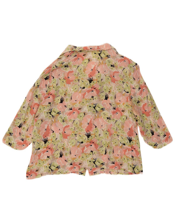 Vintage Womens 3/4 Sleeve Shirt Blouse UK 16 Large Multicoloured Floral