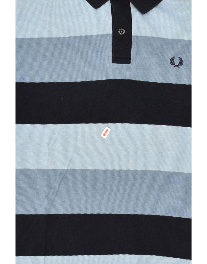 FRED PERRY Boys Polo Shirt 11-12 Years Large Blue Striped Cotton | Vintage Fred Perry | Thrift | Second-Hand Fred Perry | Used Clothing | Messina Hembry 