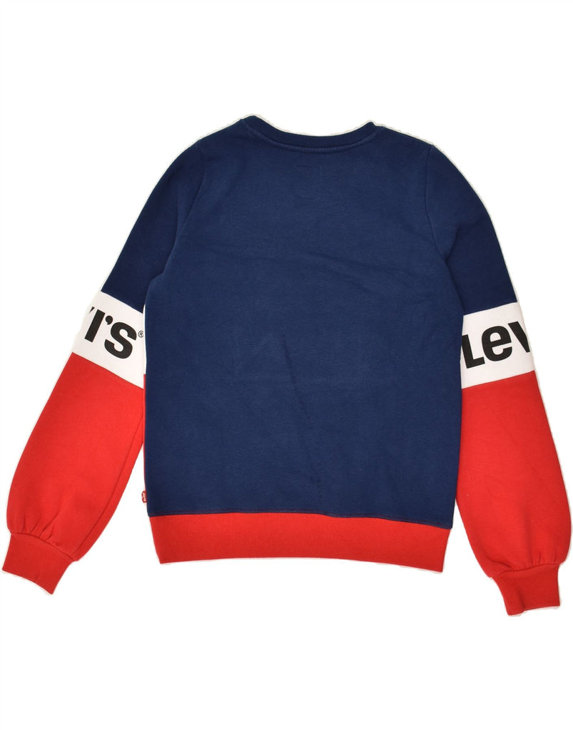 LEVI'S Boys Graphic Sweatshirt Jumper 15-16 Years Navy Blue Colourblock | Vintage Levi's | Thrift | Second-Hand Levi's | Used Clothing | Messina Hembry 