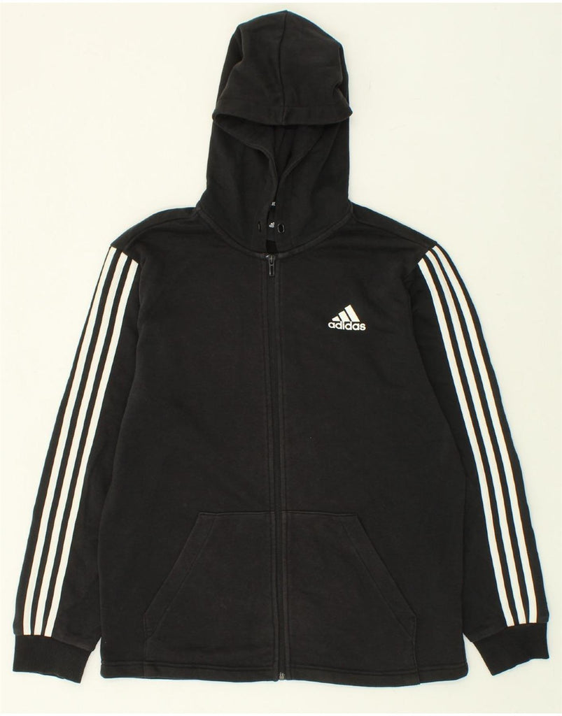 ADIDAS Mens Graphic Zip Hoodie Sweater Medium Black Cotton | Vintage Adidas | Thrift | Second-Hand Adidas | Used Clothing | Messina Hembry 