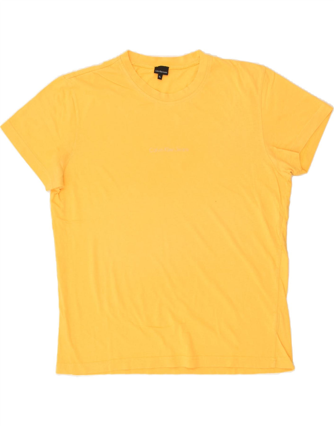 CALVIN KLEIN Mens Slim T-Shirt Top XL Yellow Cotton | Vintage Calvin Klein | Thrift | Second-Hand Calvin Klein | Used Clothing | Messina Hembry 