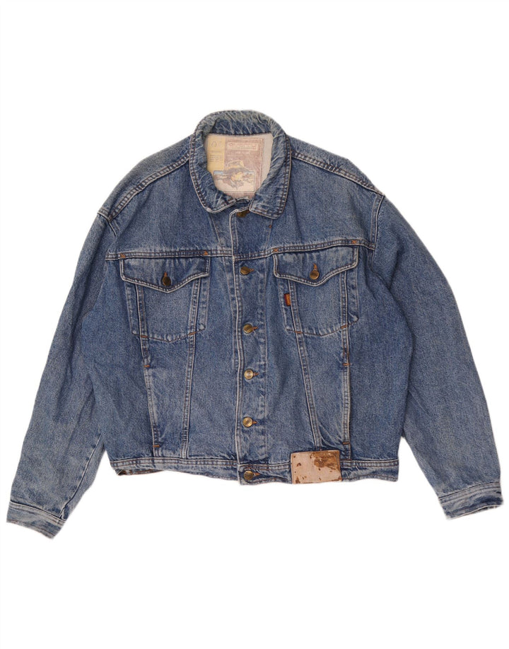 Quarry Mens Batwing Denim Jacket UK 40 Large Blue