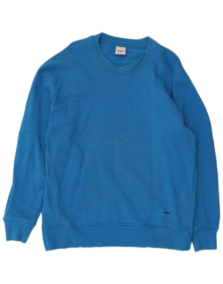 Zara Mens Sweatshirt Jumper Large Blue
