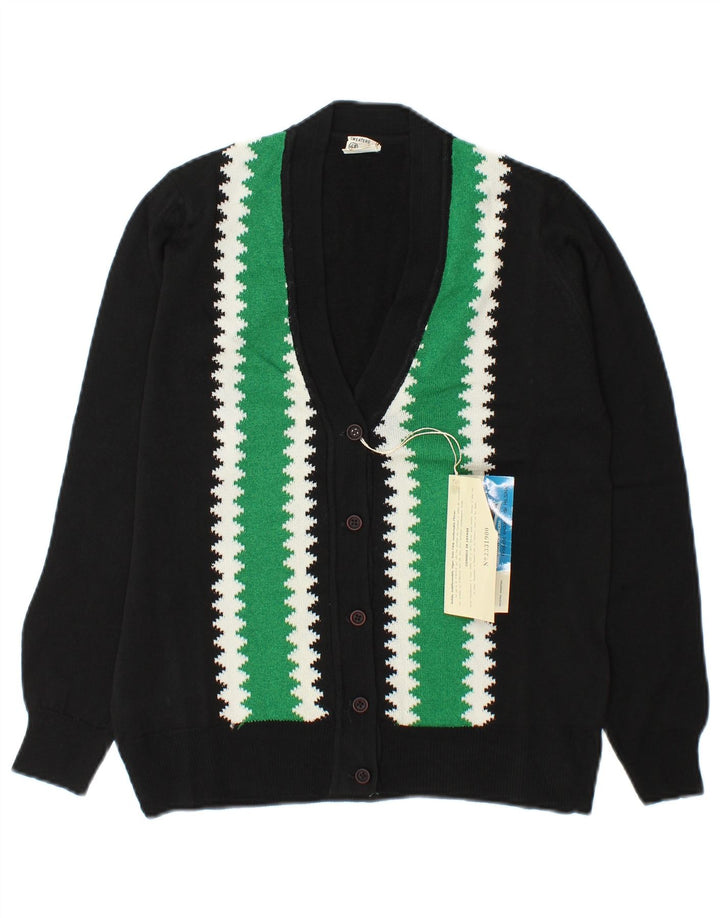 Vintage Womens Cardigan Sweater IT 48 XL Black Colourblock