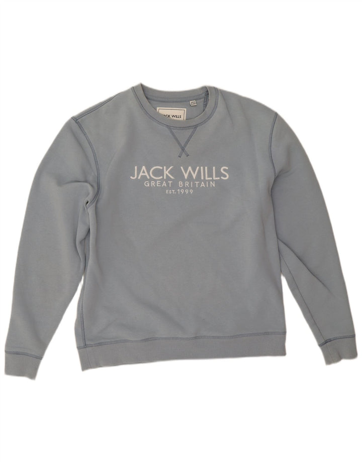 Jack Wills Mens Graphic Sweatshirt Jumper Medium Blue Cotton