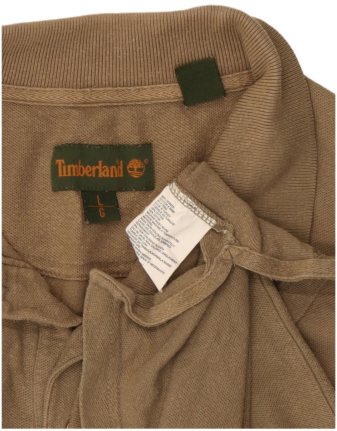 Timberland Mens Polo Shirt Large Beige Cotton