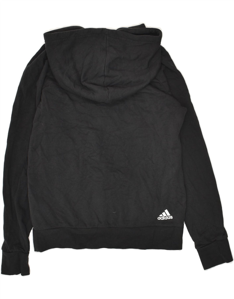 ADIDAS Womens Graphic Hoodie Jumper UK 12/14 Medium Black Cotton | Vintage Adidas | Thrift | Second-Hand Adidas | Used Clothing | Messina Hembry 