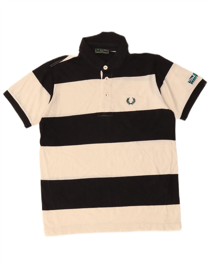 Fred Perry Boys Rugby Polo Shirt 9-10 Years Black Striped