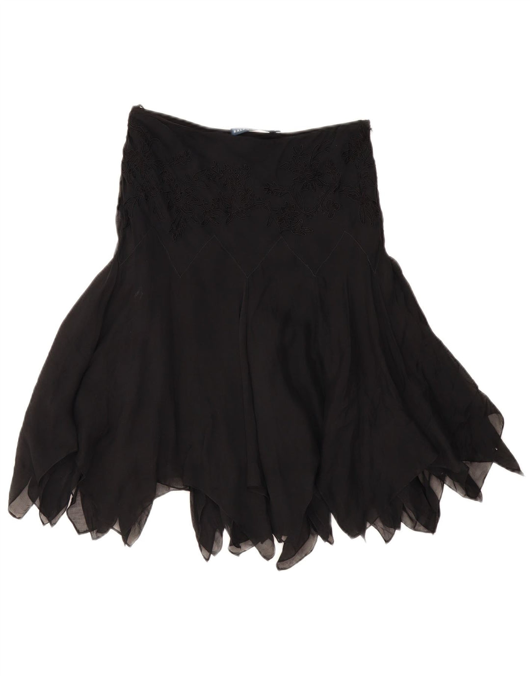 RALPH LAUREN Womens Asymmetrical Skirt US 6 Medium W28 Black Silk