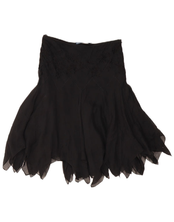 RALPH LAUREN Womens Asymmetrical Skirt US 6 Medium W28 Black Silk