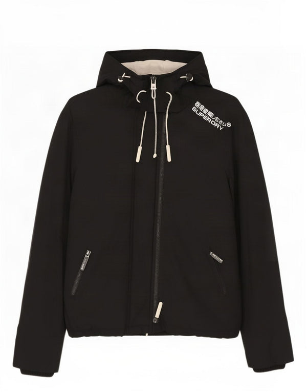 Superdry Mens Windcheater Hooded Windbreaker Jacket UK 40 Large Black Nylon