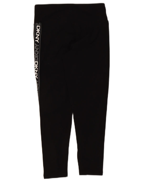 Dkny Womens Graphic Crop Leggings UK 12 Medium  Black Cotton