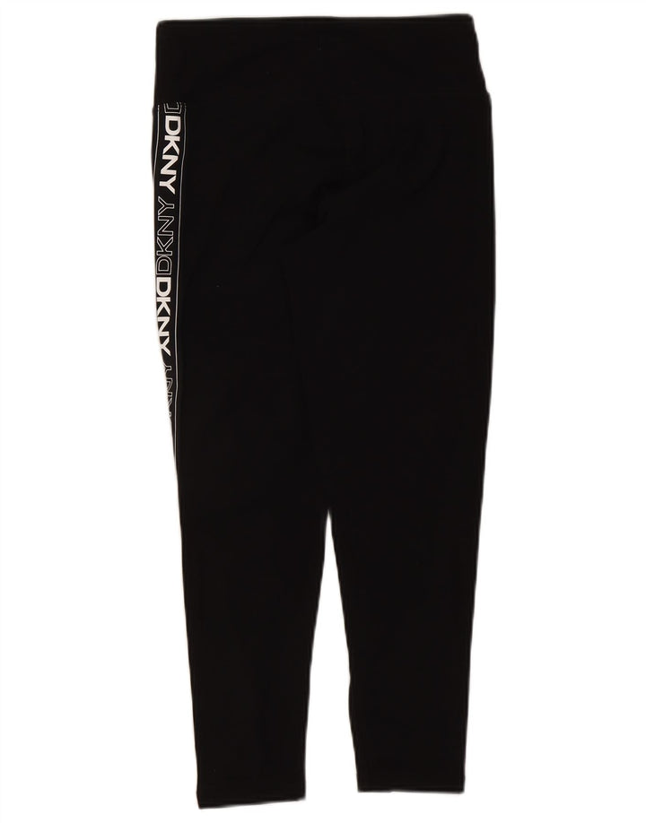 Dkny Womens Graphic Crop Leggings UK 12 Medium  Black Cotton
