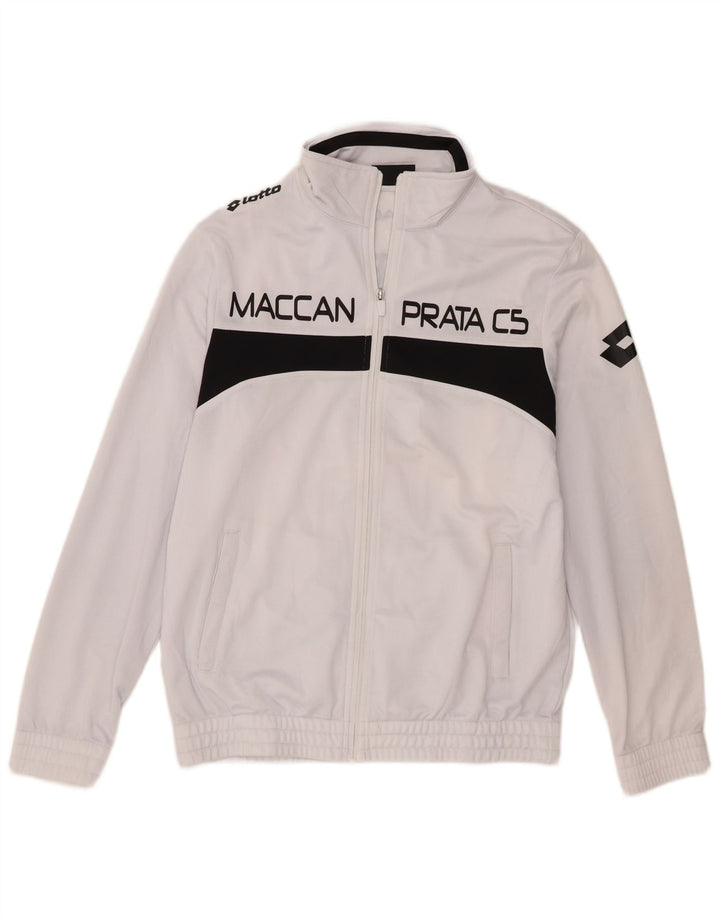 Lotto Mens Graphic Tracksuit Top Jacket Medium White Colourblock Polyester