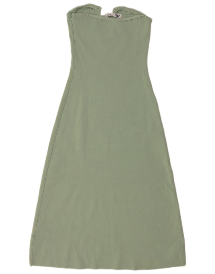 Zara Womens Strapless Dress UK 12 Medium Green Viscose