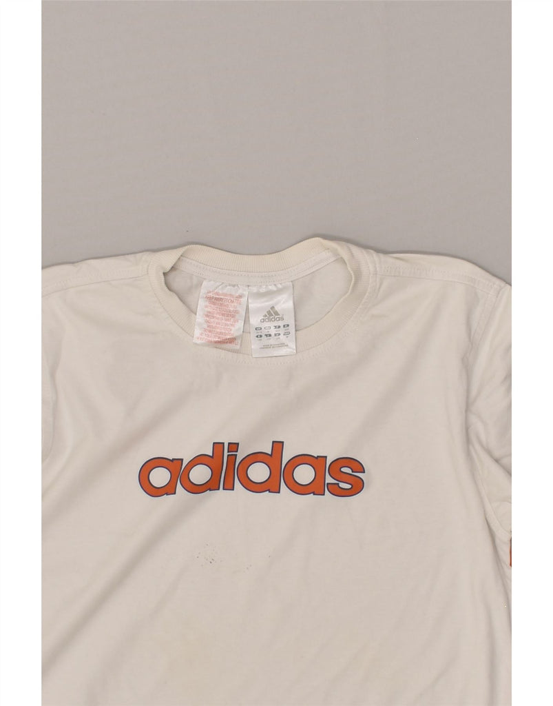 ADIDAS Boys Graphic T-Shirt Top 11-12 Years Large White Cotton | Vintage Adidas | Thrift | Second-Hand Adidas | Used Clothing | Messina Hembry 