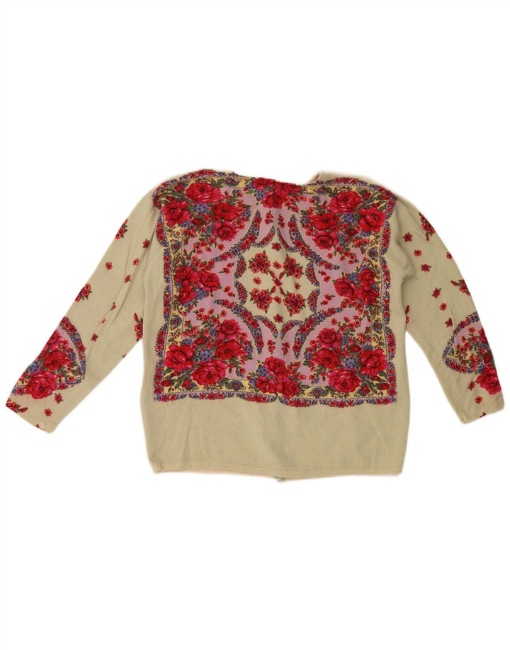 Blumarine Womens Cardigan Sweater IT 46 Large Multicoloured Floral Wool