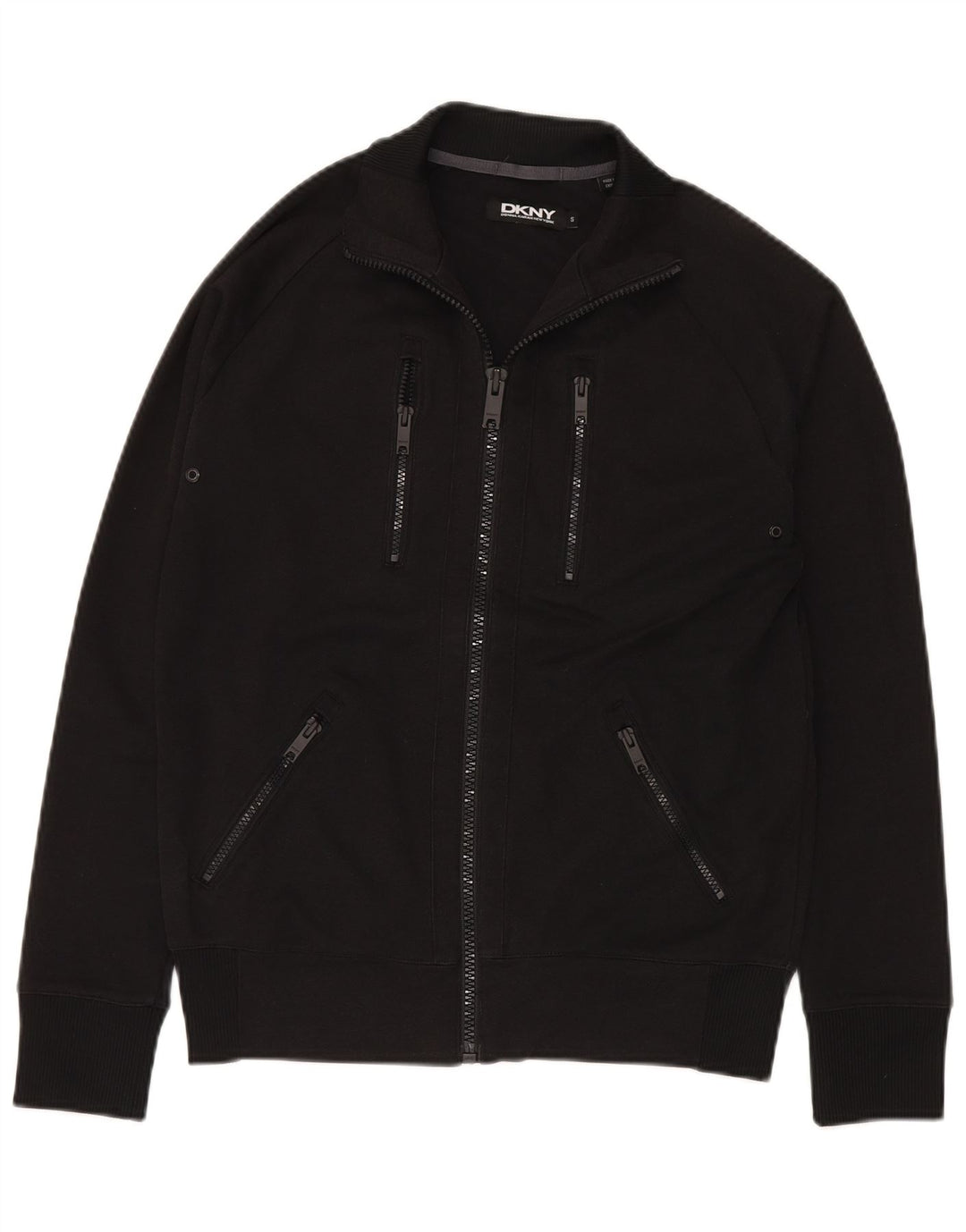 Dkny Mens Tracksuit Top Jacket Small Black Cotton