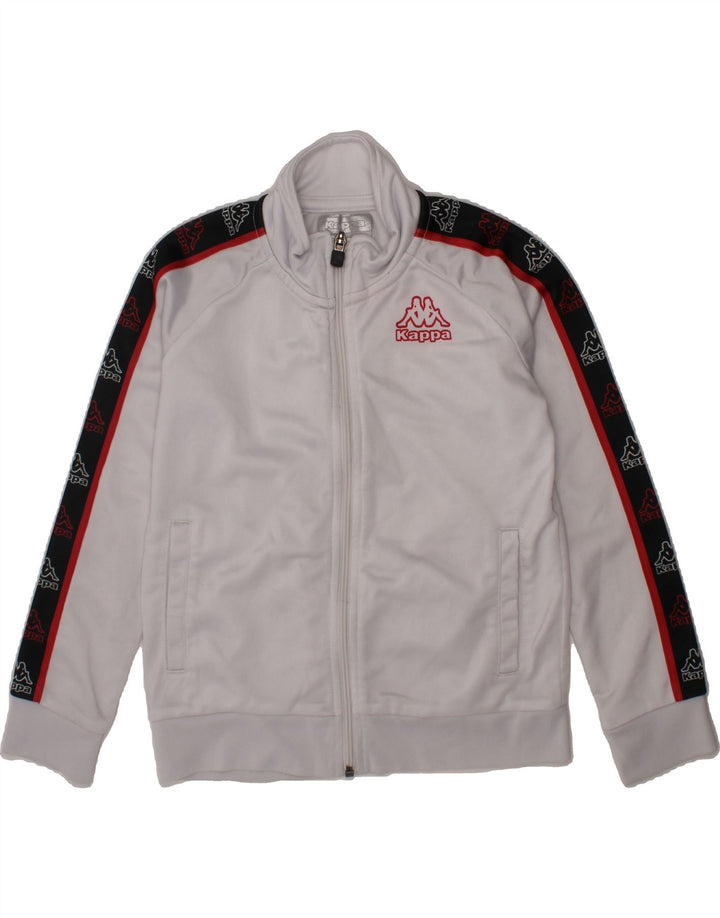 KAPPA Boys Graphic Tracksuit Top Jacket 7-8 Years White Colourblock Vintage Kappa and Second-Hand Kappa from Messina Hembry 
