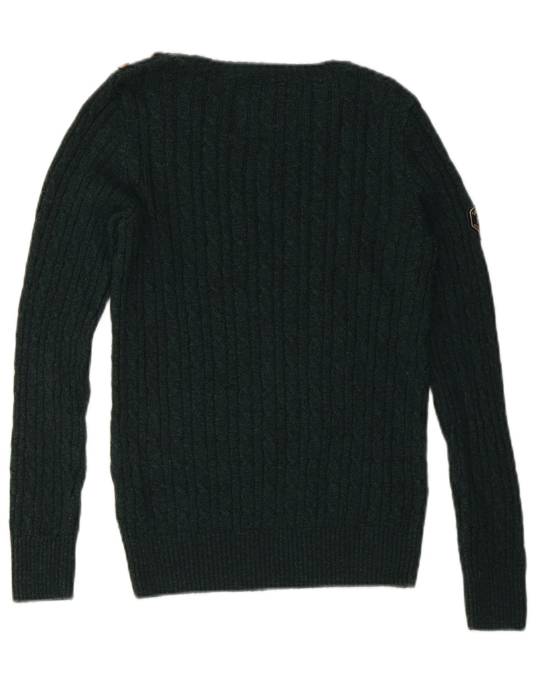 SUPERDRY Womens Boat Neck Jumper Sweater UK 10 Small  Green Acrylic