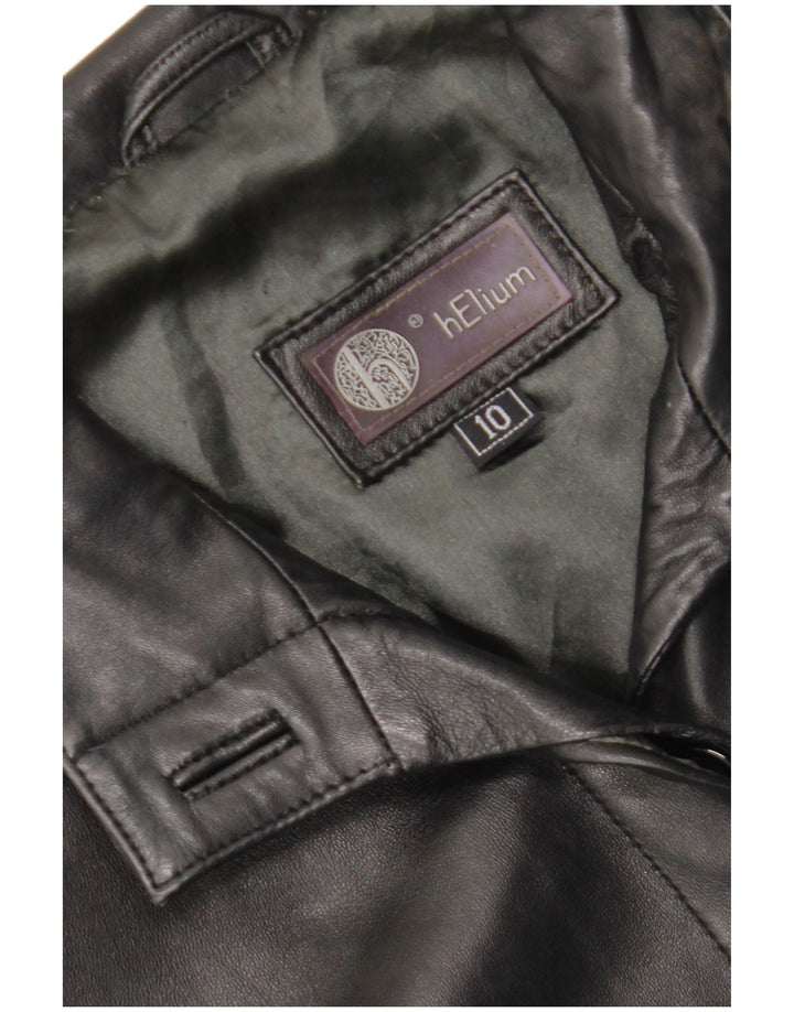 Helium Womens Leather Coat UK 10 Small Black