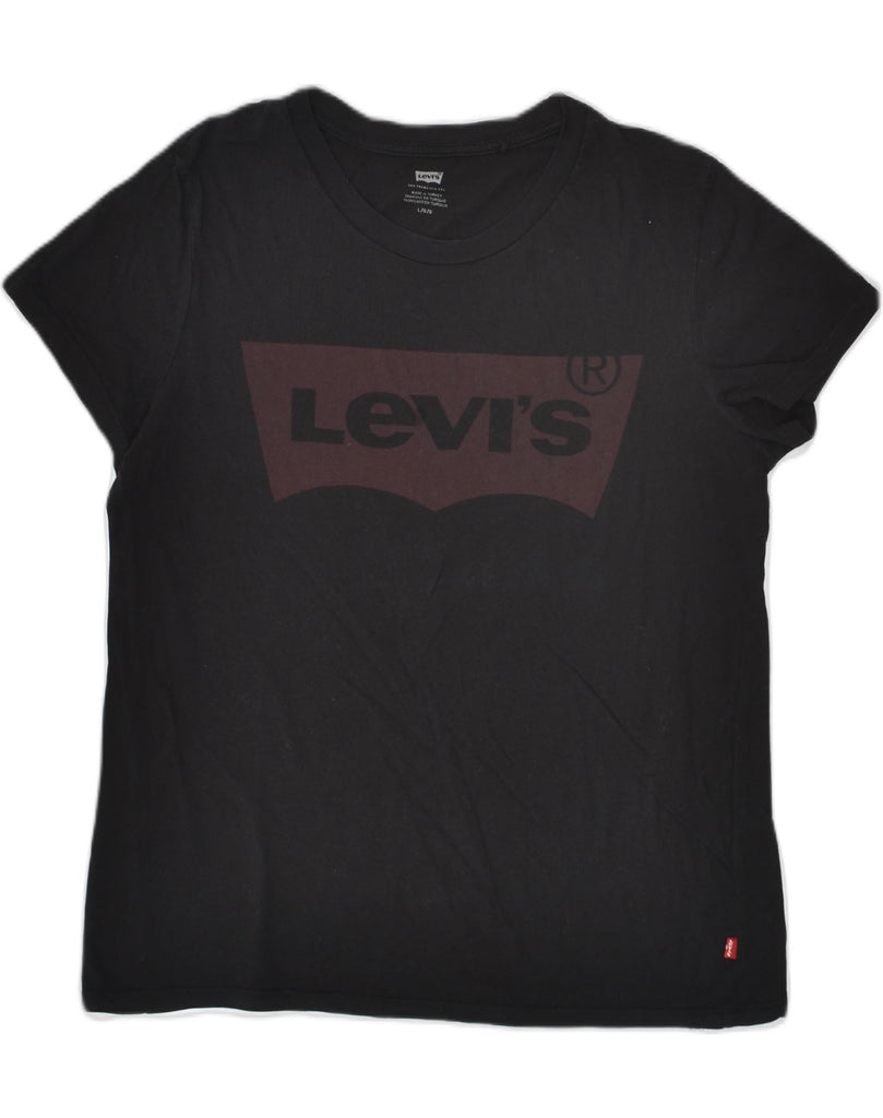 LEVI'S Womens Graphic T-Shirt Top UK 14 Large Black Cotton | Vintage Levi's | Thrift | Second-Hand Levi's | Used Clothing | Messina Hembry 